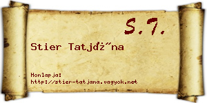 Stier Tatjána névjegykártya